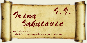 Irina Vakulović vizit kartica